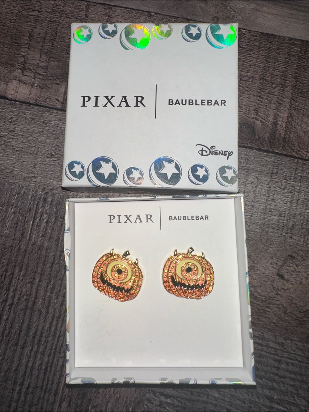 BaubleBar Pixar Pumpkin Jack-O'-Lantern Gold and Orange Earrings